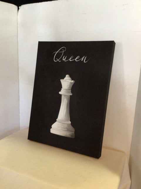 Black Chess Queen Stretch Canvas Art