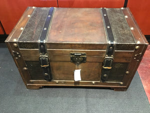 Vintage Wood/Leather Brown Trunk