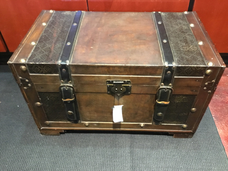 Vintage Wood/Leather Brown Trunk