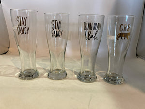 Set of 4 Clear/Gold Glass Words Glasses