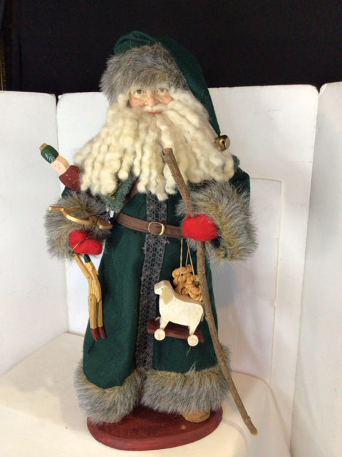 Vintage Christmas Green/Red Figure Santa Holiday Item