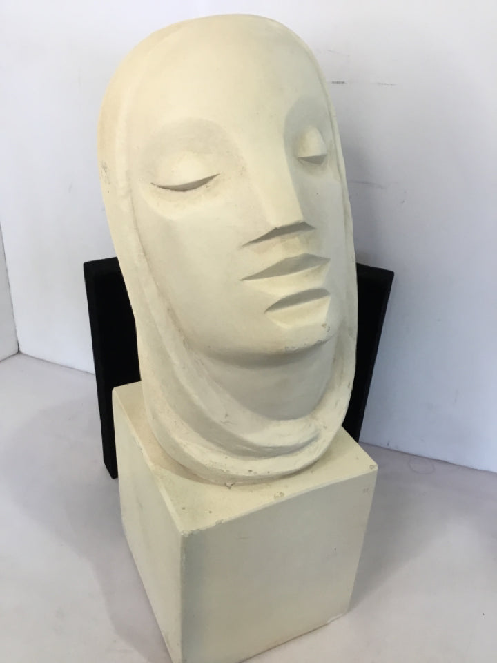 Signed Bust White Ceramic Sculpture