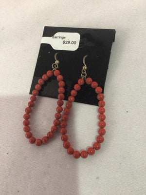 Red Hoops Beads Earrings