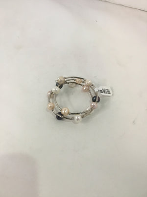 Silver Wrap Pearl Bracelet