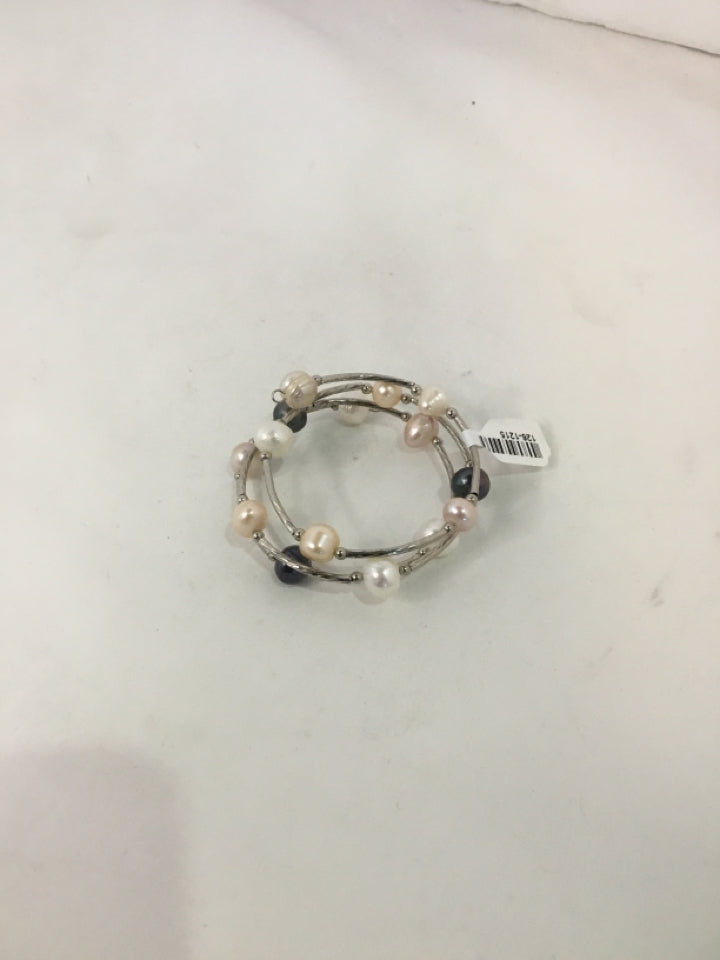 Silver Wrap Pearl Bracelet