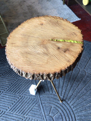 Raw Edge Wood Round Brown Table