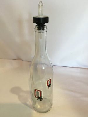 Oil Clear/Red Glass Ohio State Bottle