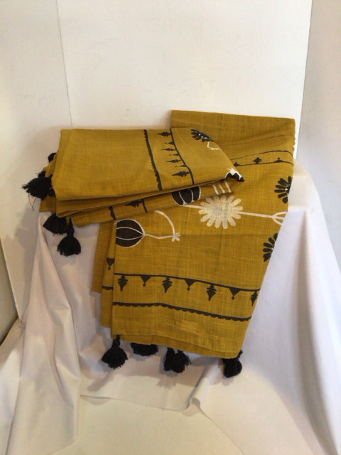Opal House 2 Panels Gold/Black Cotton Draperies/Curtains