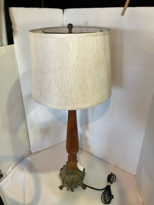 Vintage Brown Wood/Metal Lamp