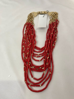 Stella & Dot Red/Gold Beaded Necklace