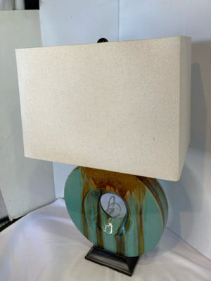 Modern Aqua/Brown Ceramic Circle Lamp