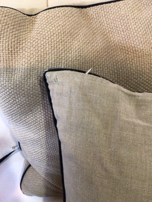 Pottery Barn Pair Tan Lined Down Filled Pillow Set