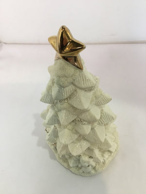 Cream/Gold Ceramic Christmas Tree Holiday Item