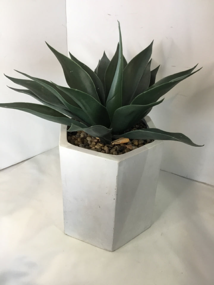 Green/White In Planter Faux Plant