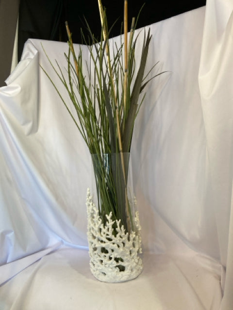 Green/White Grass Coral Floral Arrangement