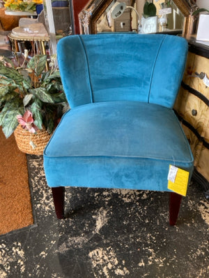 Slipper Velvet Armless Blue Chair