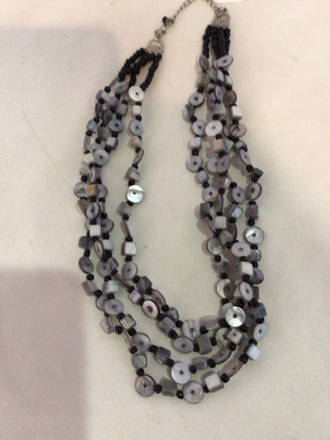 Gray Buttons Necklace