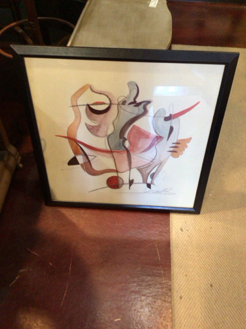 Signed Multi-Color Abstract Framed Art