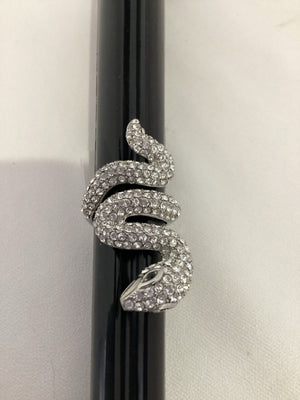 White Snake Rhinestone Ring
