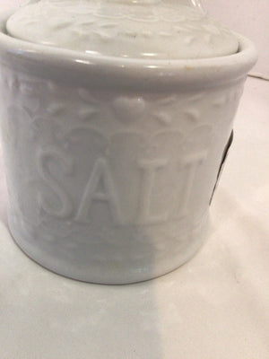 Lidded Cream Ceramic Salt Box