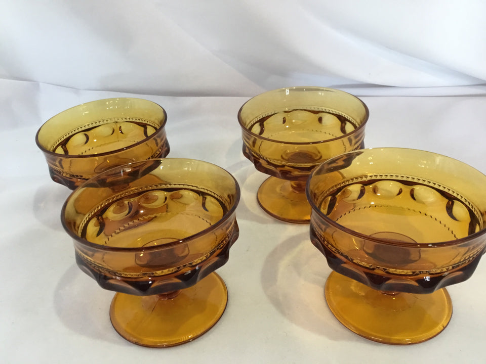 Indiana Glass Set of 4 Gold Glass Sherbet Glasses