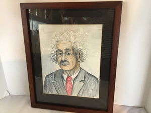 Signed Gray/White Portrait Framed Art