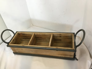 Wood/Metal Divided Brown Organizer