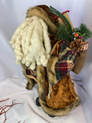 Figurine Brown/Multi Cloth Santa Holiday Item