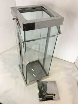Silver Metal/Glass Lantern