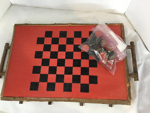 Vintage Red/Black Wood Checkerboard Game