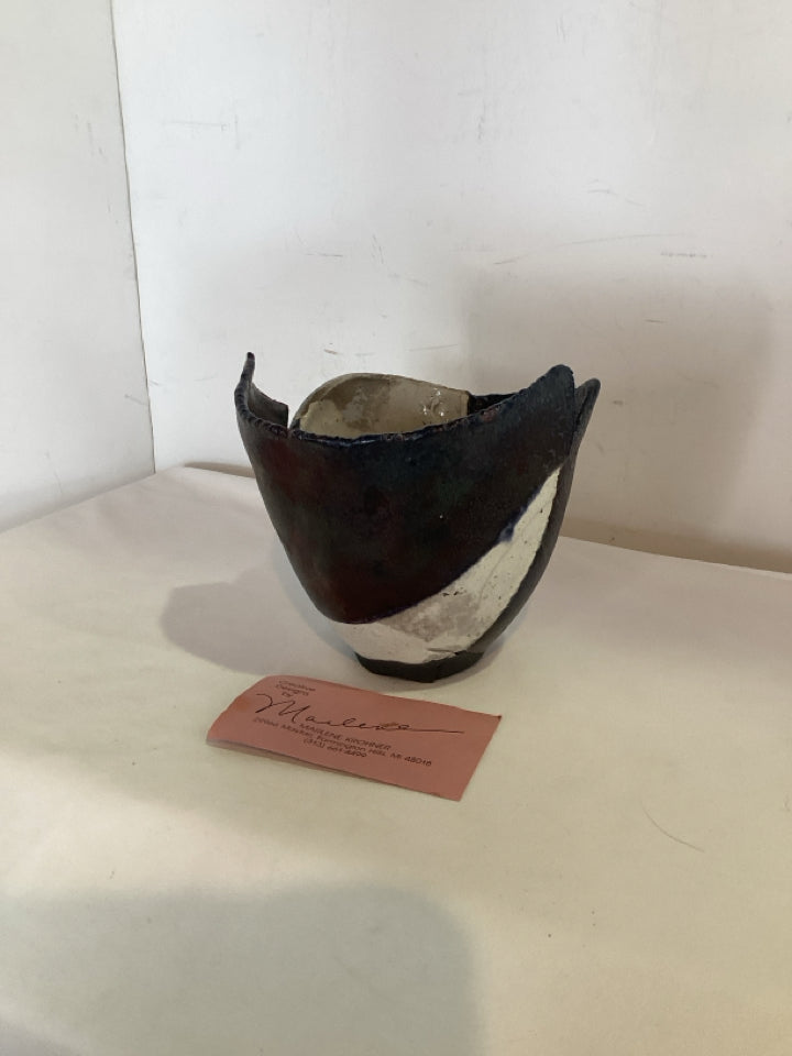 Hand Made Black/White Ceramic Bowl