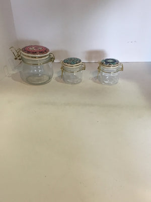 Bohemian Clear/Purple Glass Set of 3 Canister Set