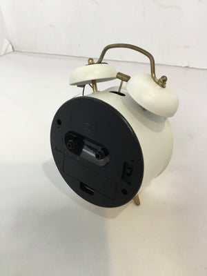 Alarm White Metal Battery Operated Clock