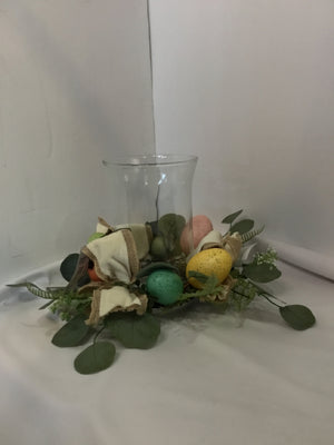 Easter Multi-Color Glass Plants Eggs Candle Holder