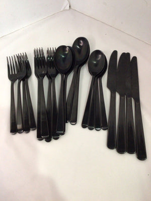 Set of 4 Black Metal Silverware