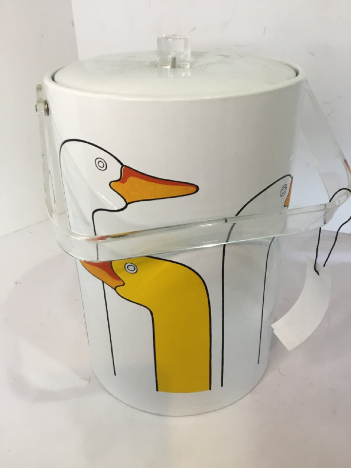 Georges Briard Mid-Century White/Yellow Vinyl Duck Ice Bucket