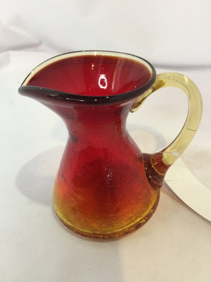 Red/Gold Glass Crackle Pitcher