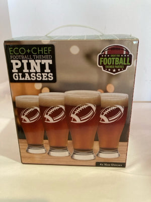 Set of 4 Clear Glass Football Glasses