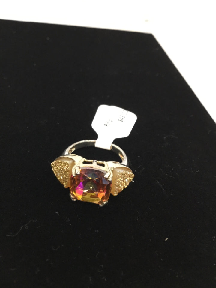 Orange Rhinestone Ring