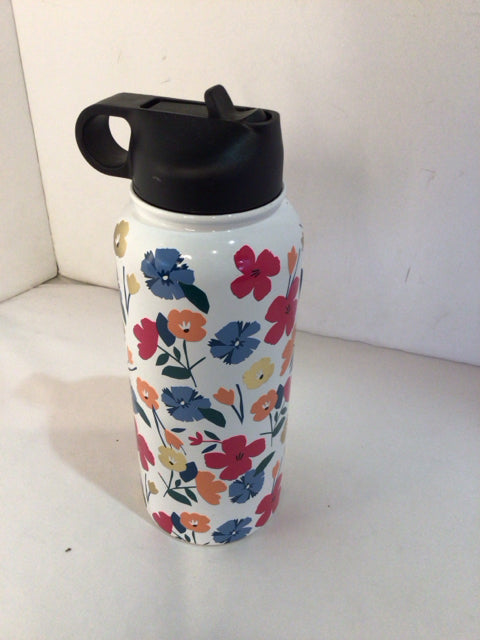 Mary Square White/Multi Metal Floral Bottle