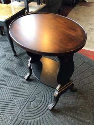 Wood Tiered Oval Brown Table
