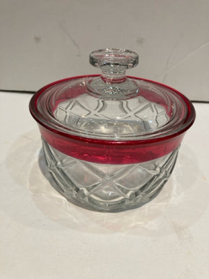 Candy Dish Cranberry Glass Lidded Holiday Item