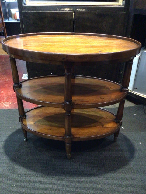 Side Wood Tiered Accent Brown Table