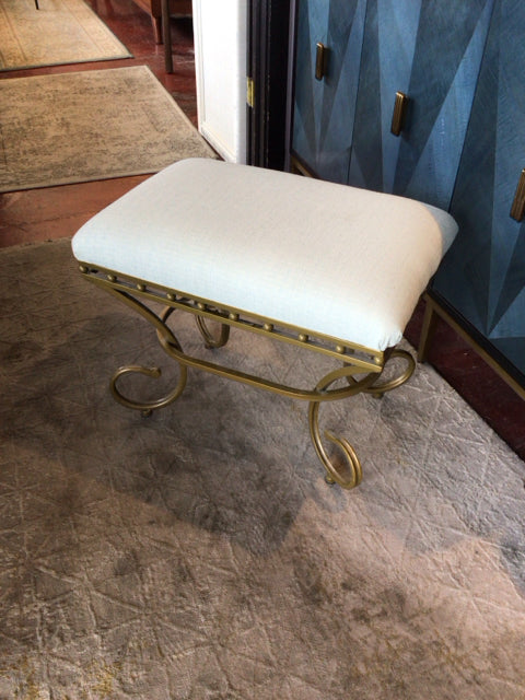 Metal Upholstered Seat Gold/Blue Stool/Foot Stool/Ottoman