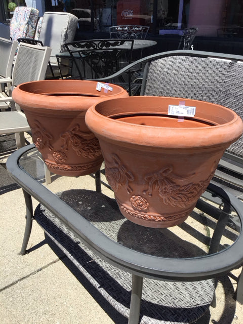 Pair Terra Cotta Plastic Planter