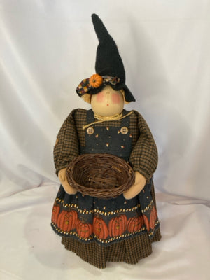 Primitive Black/Orange Cloth Pilgrim Holiday Item