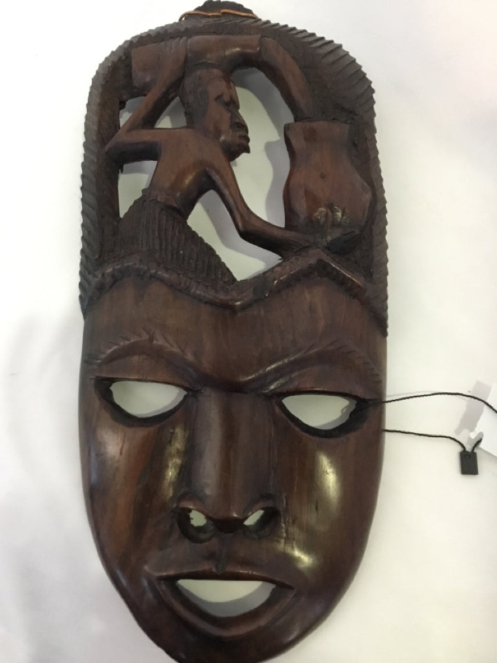 African Brown Wood Tribal Mask