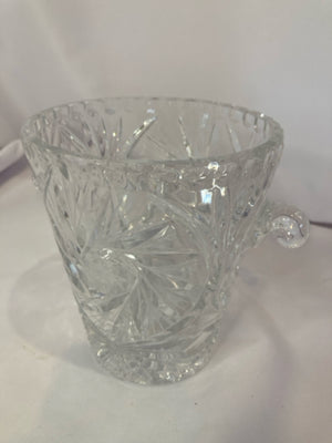 Vintage Clear Cut Glass Ice Bucket