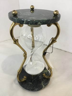 Gold/Green Marble & Metal Hourglass