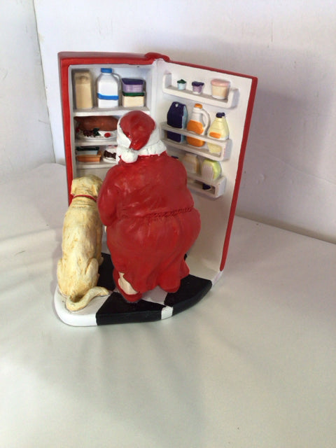 Figure Red/white Resin Santa Dog Holiday Item